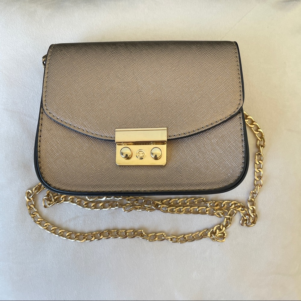 Gold/brown crossbody bag